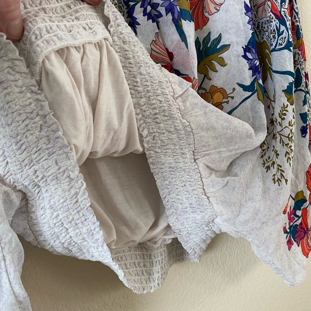 Anthropologie Floral Lined Blouse Kimono Dolman Sleeve Elastic Waist Size XS - Picture 6 of 10